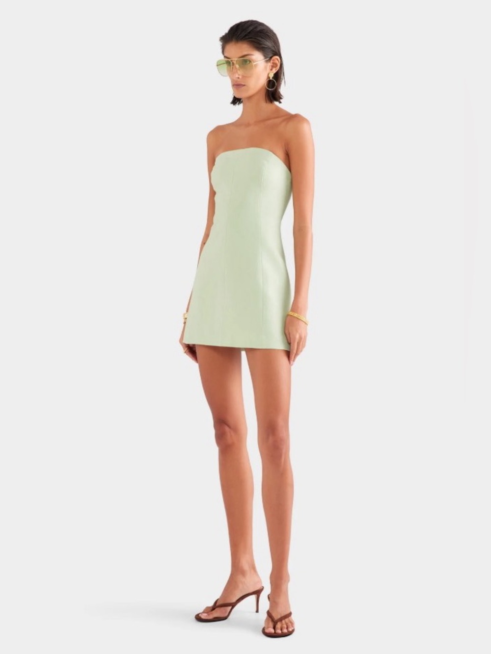 Venroy Mint Green Strapless 100% Linen Structured Corset Mini Dress NWOT - Picture 4 of 16